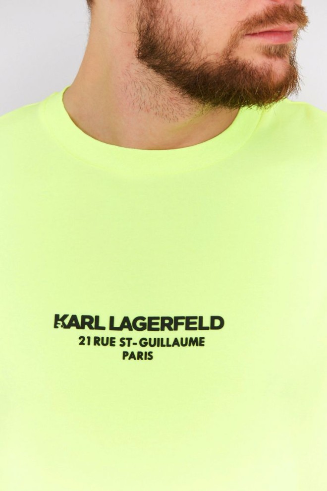 KARL LAGERFELD Tricou neon pentru bărbați cu logo în relief