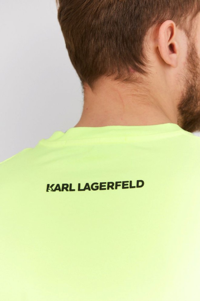 KARL LAGERFELD Tricou neon pentru bărbați cu logo în relief