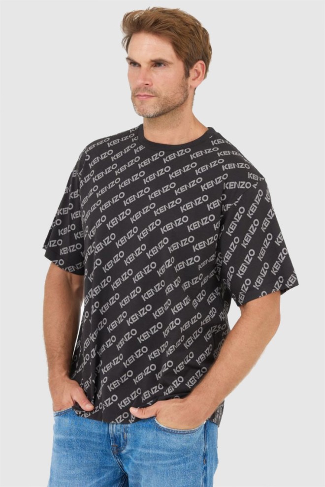 KENZO Tricou oversize negru cu monogramă pentru bărbați