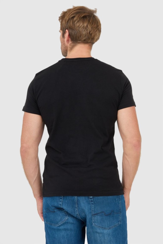 LA MARTINA Black men's t-shirt with embroidered logo