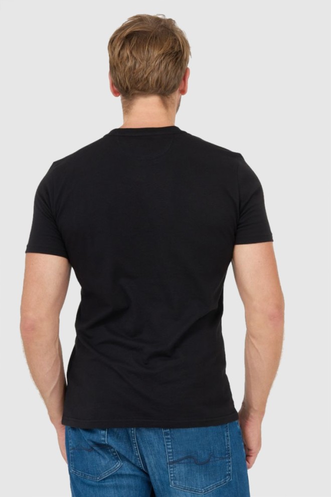 LA MARTINA Black men's t-shirt with grey logo