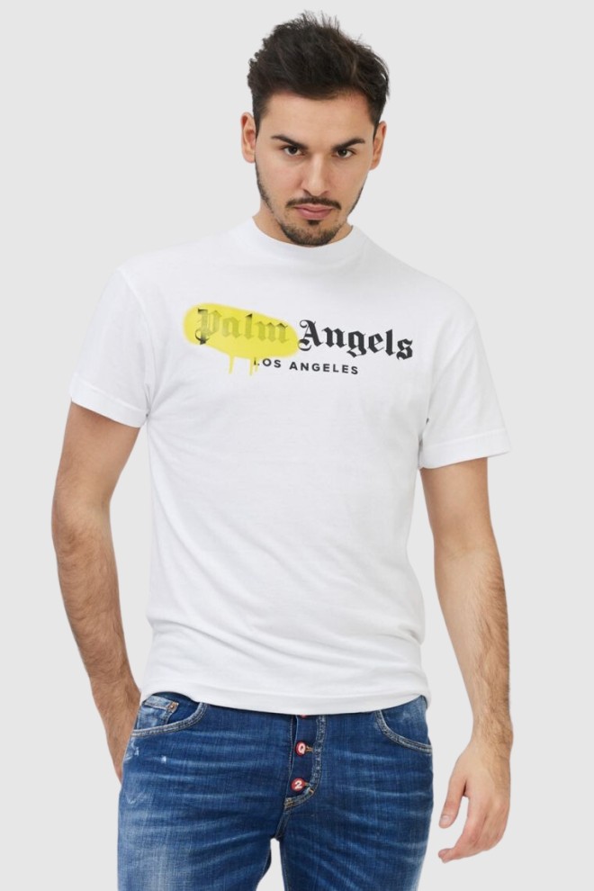PALM ANGELS Tricou alb cu logo pentru bărbați