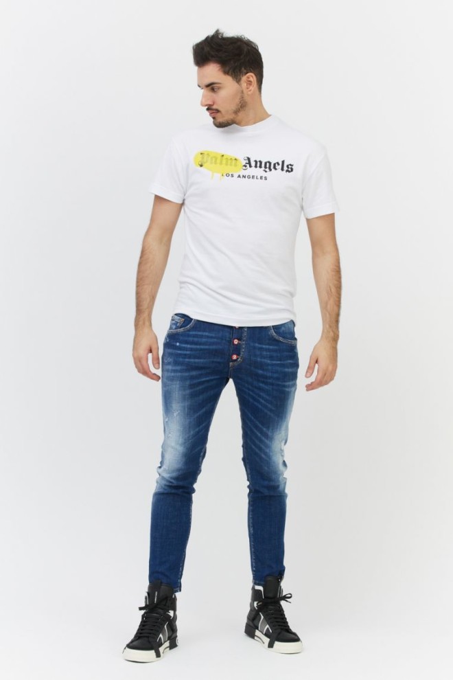 PALM ANGELS Tricou alb cu logo pentru bărbați