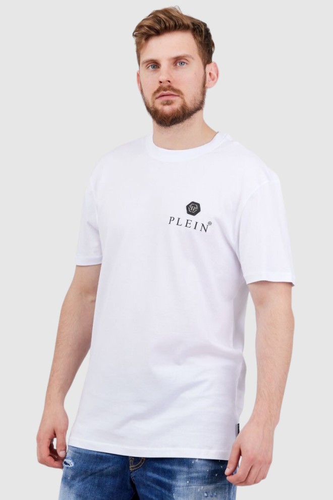 PHILIPP PLEIN Biały t-shirt męski Round neck ss iconic plein