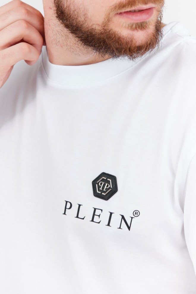 PHILIPP PLEIN Biały t-shirt męski Round neck ss iconic plein