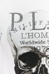 PHILIPP PLEIN Biały t-shirt Platinum cut round neck skull