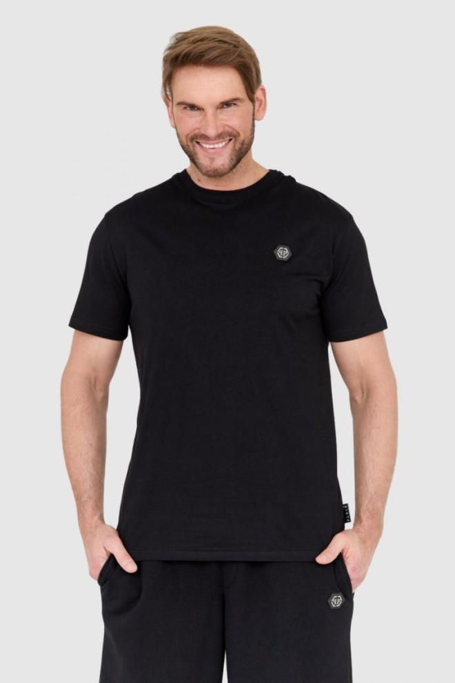 PHILIPP PLEIN Black t-shirt with rhinestone snake on back