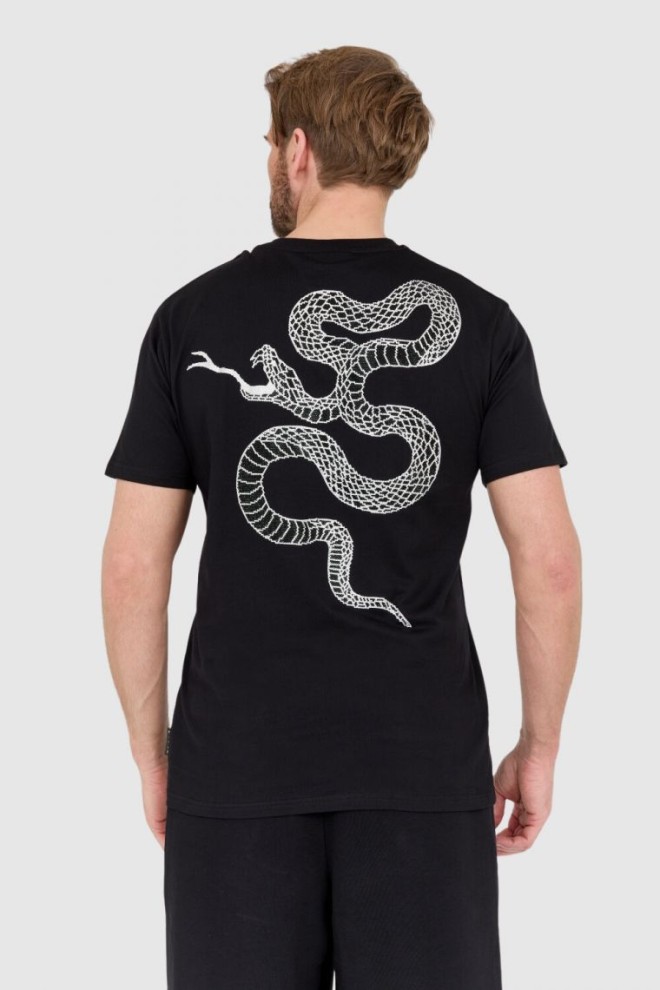 PHILIPP PLEIN Black t-shirt with rhinestone snake on back