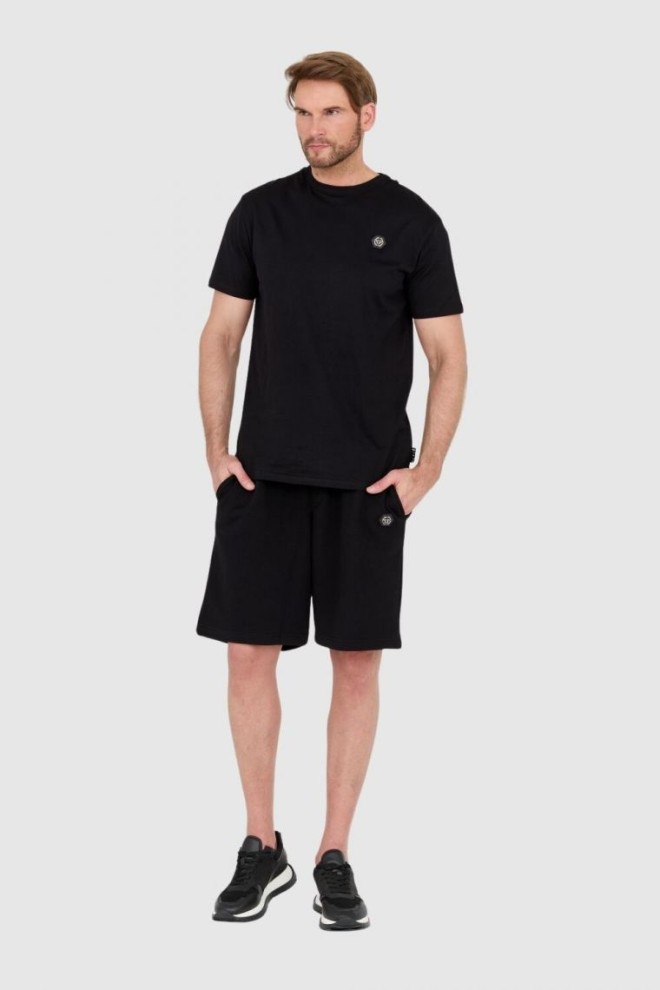 PHILIPP PLEIN Tricou negru pentru bărbați cu șarpe cu pietre prețioase pe spate