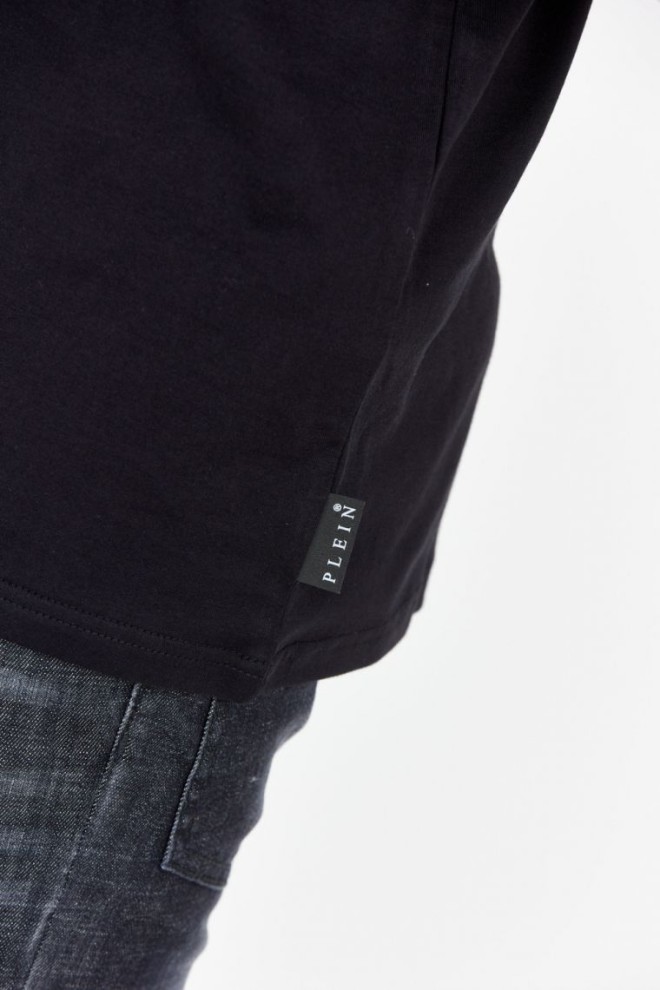 PHILIPP PLEIN Tricou negru cu logo pentru bărbați