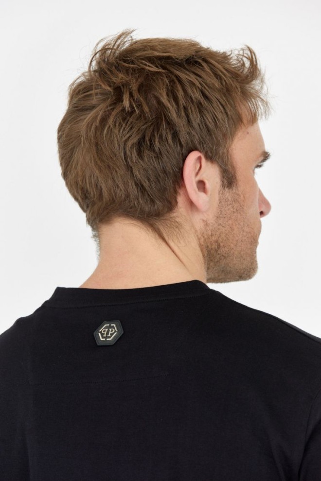 PHILIPP PLEIN Tricou negru cu logo pentru bărbați