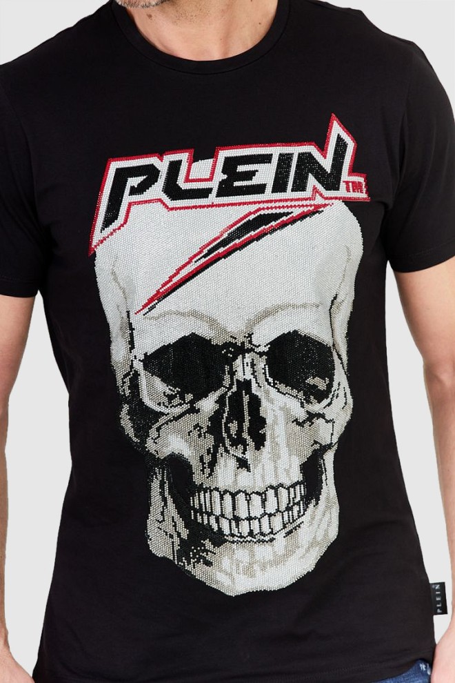 PHILIPP PLEIN Black men's Platinum cut round neck space plein t-shirt