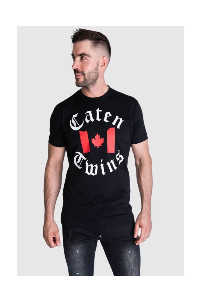DSQUARED2 Tricou pentru bărbați, negru cu imprimeu ,,caten twins