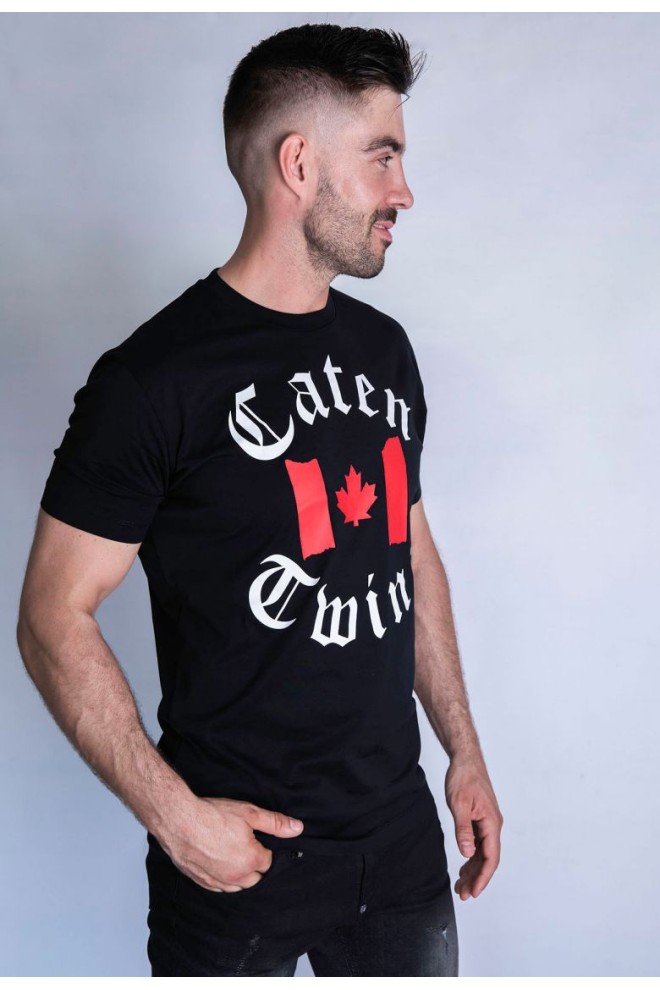 DSQUARED2 Tricou pentru bărbați, negru cu imprimeu ,,caten twins