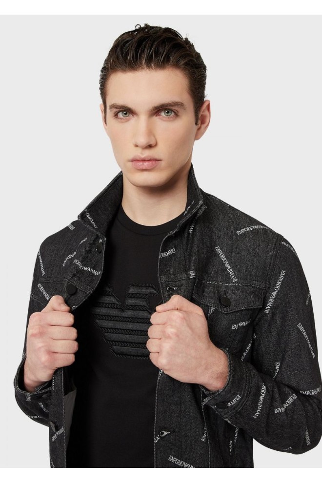 EMPORIO ARMANI Tricou pentru bărbați, negru cu logo brodat