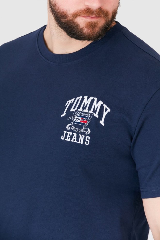 TOMMY JEANS Tricou albastru marin pentru bărbați cu logo brodat