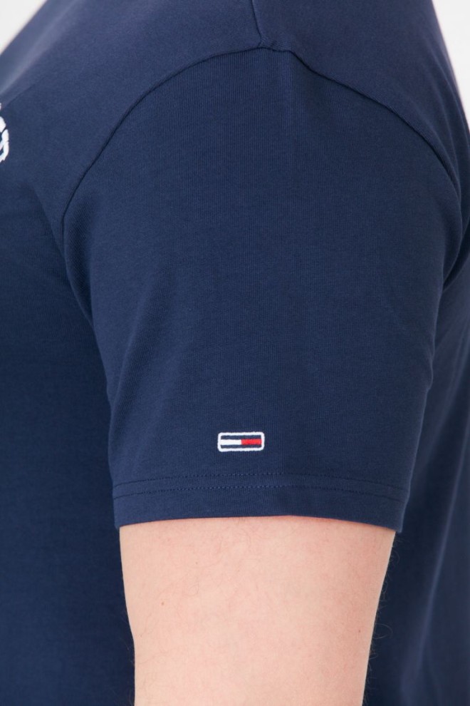 TOMMY JEANS Tricou albastru marin pentru bărbați cu logo brodat