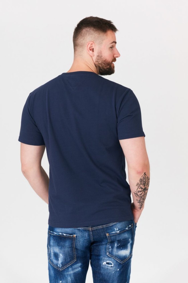 TOMMY JEANS Tricou albastru marin pentru bărbați cu logo brodat
