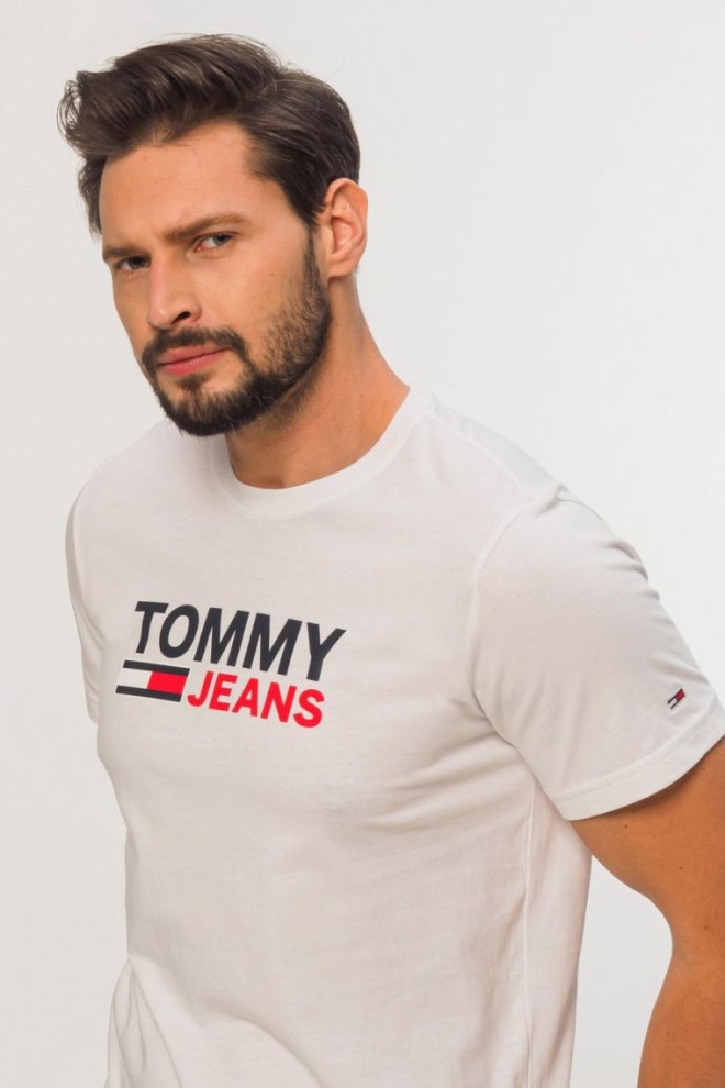 TOMMY JEANS White men's t-shirt with large logo