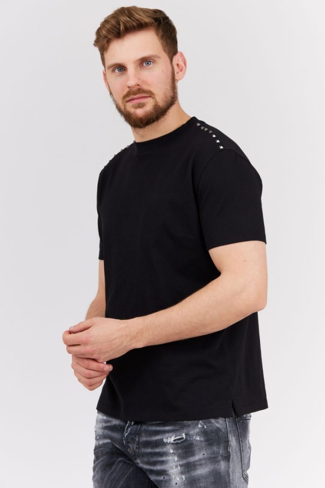 VALENTINO Black men's t-shirt with studs