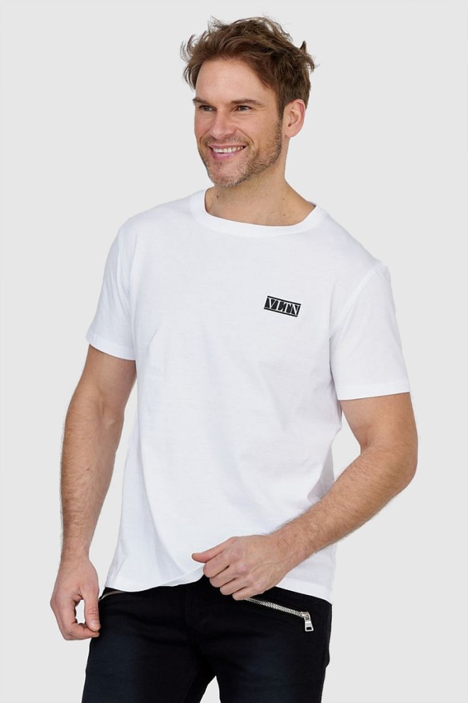 VALENTINO Biały t-shirt męski z logo vltn