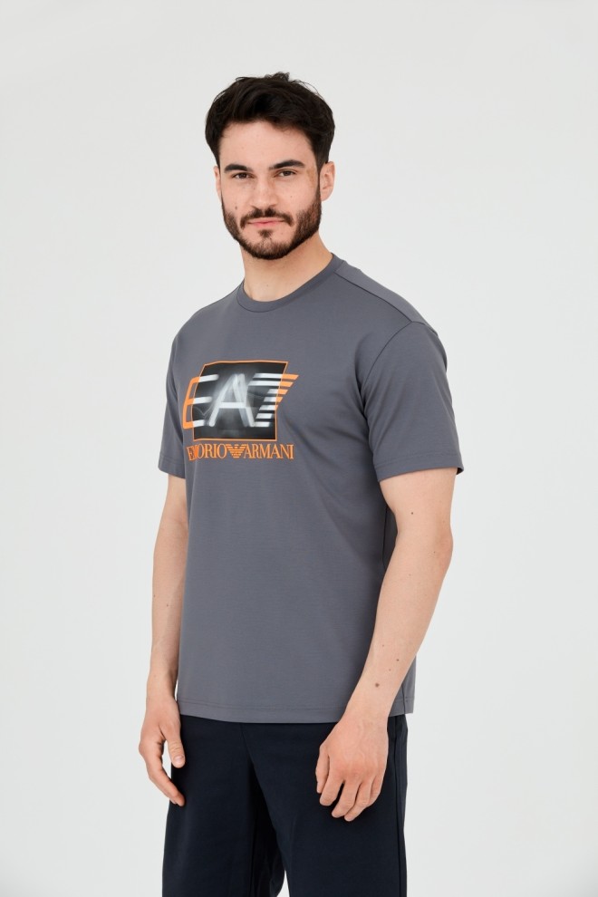 EA7 Tricou gri pentru bărbați cu logo holografic