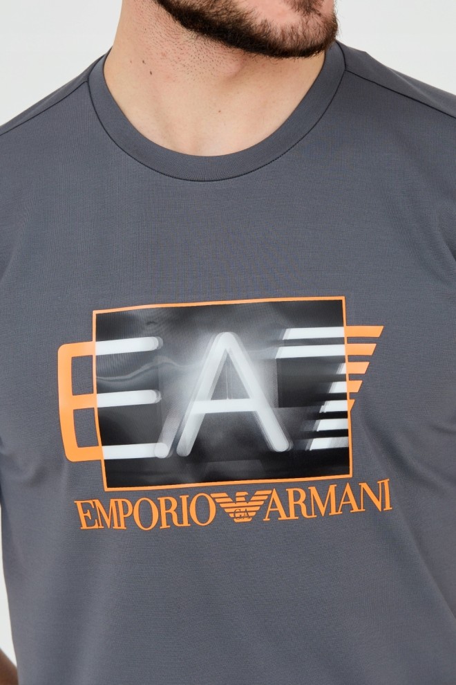 EA7 Tricou gri pentru bărbați cu logo holografic