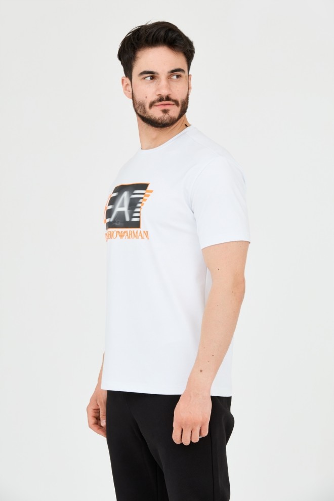 EA7 Tricou alb pentru bărbați cu logo holografic