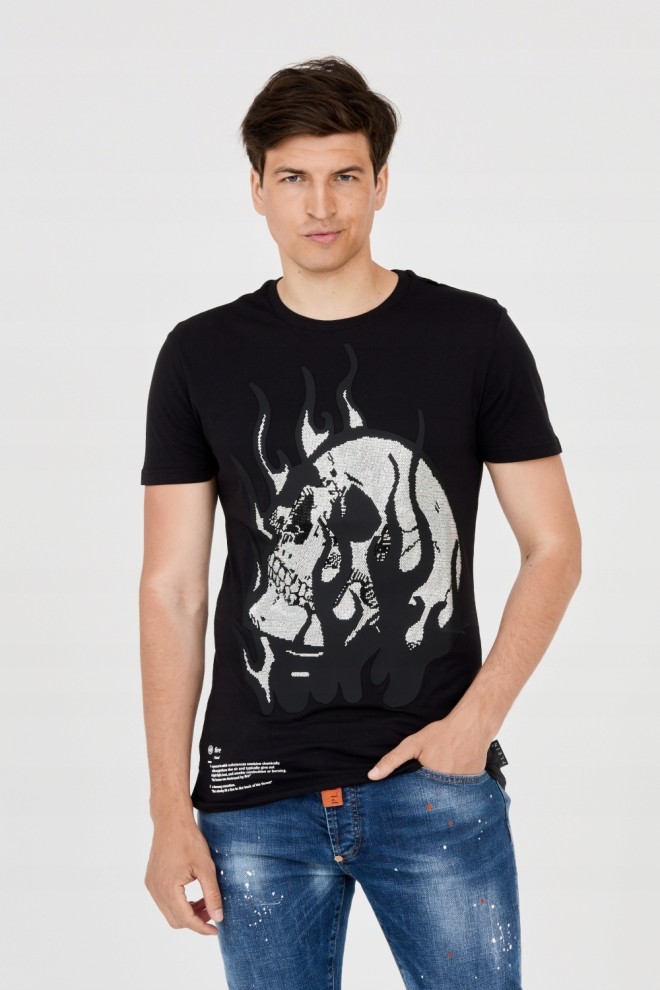 PHILIPP PLEIN T-shirt with skull in flames