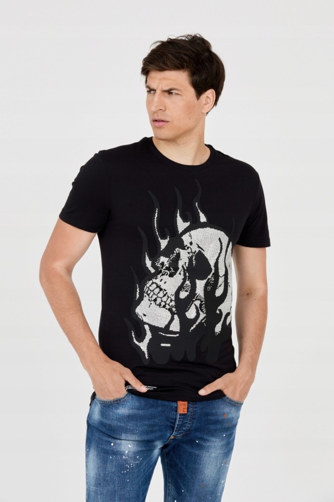 PHILIPP PLEIN T-shirt with skull in flames