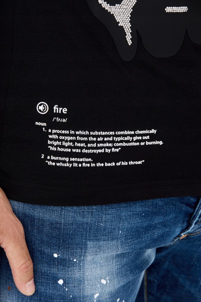 PHILIPP PLEIN Tricou pentru bărbați cu craniu cu flacără