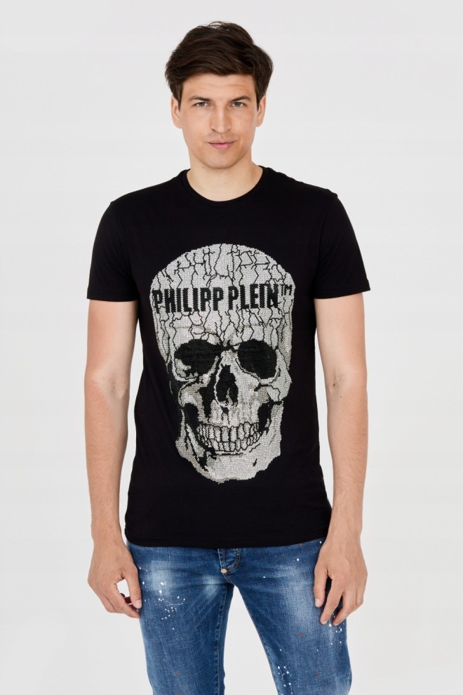 PHILIPP PLEIN Tricou negru pentru bărbați cu craniu