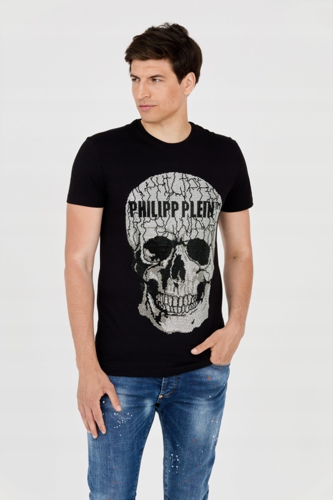 PHILIPP PLEIN Tricou negru pentru bărbați cu craniu