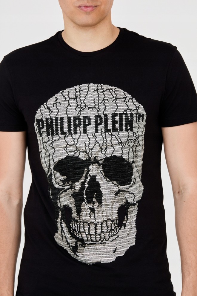 PHILIPP PLEIN Tricou negru pentru bărbați cu craniu