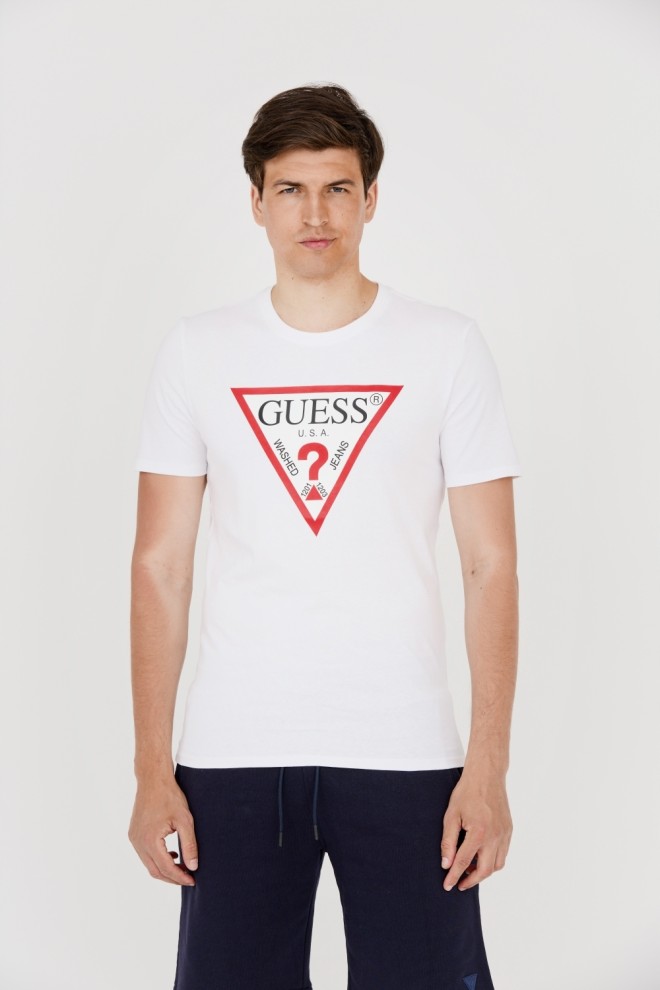 Чоловіча біла футболка GUESS з великим логотипом