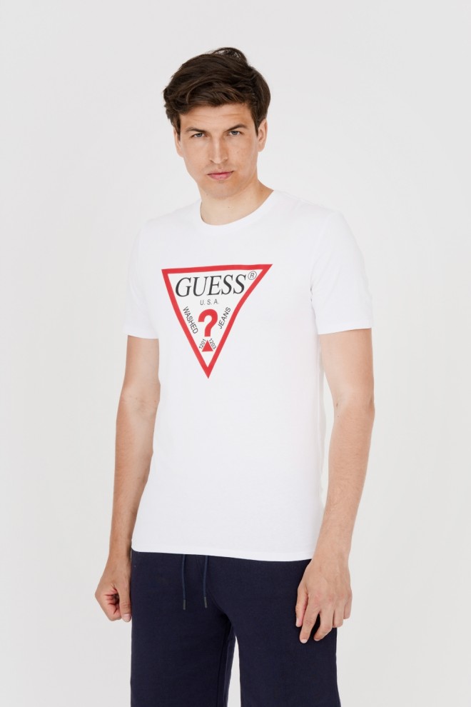 Чоловіча біла футболка GUESS з великим логотипом