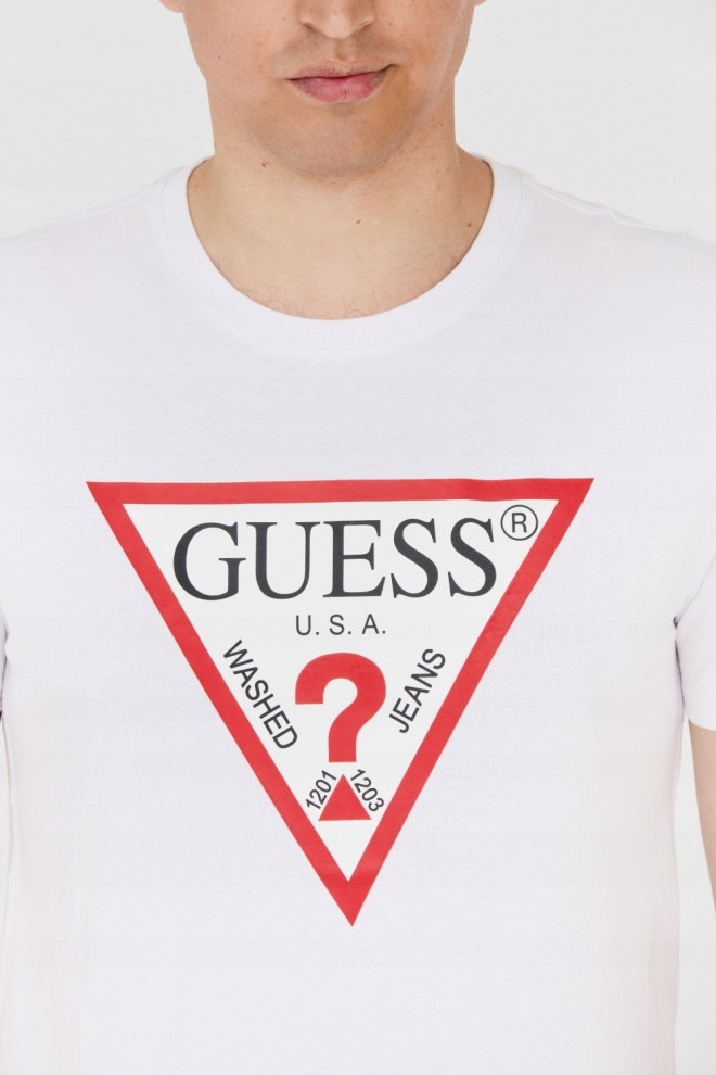 Чоловіча біла футболка GUESS з великим логотипом