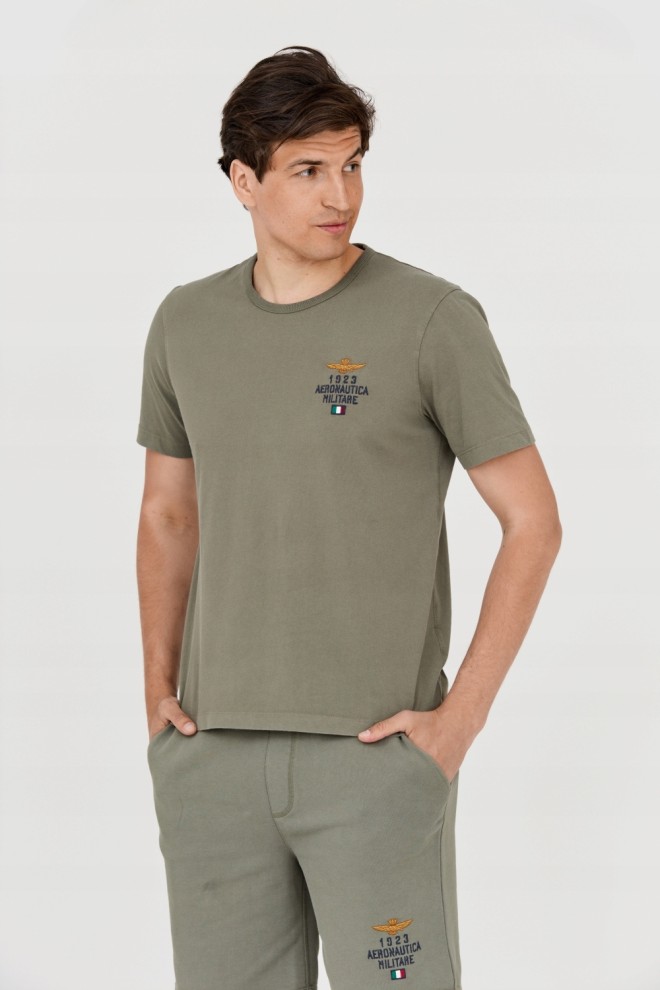 AERONAUTICA MILITARE Tricou verde din bumbac pentru bărbați