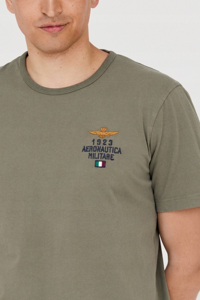 AERONAUTICA MILITARE Tricou verde din bumbac pentru bărbați