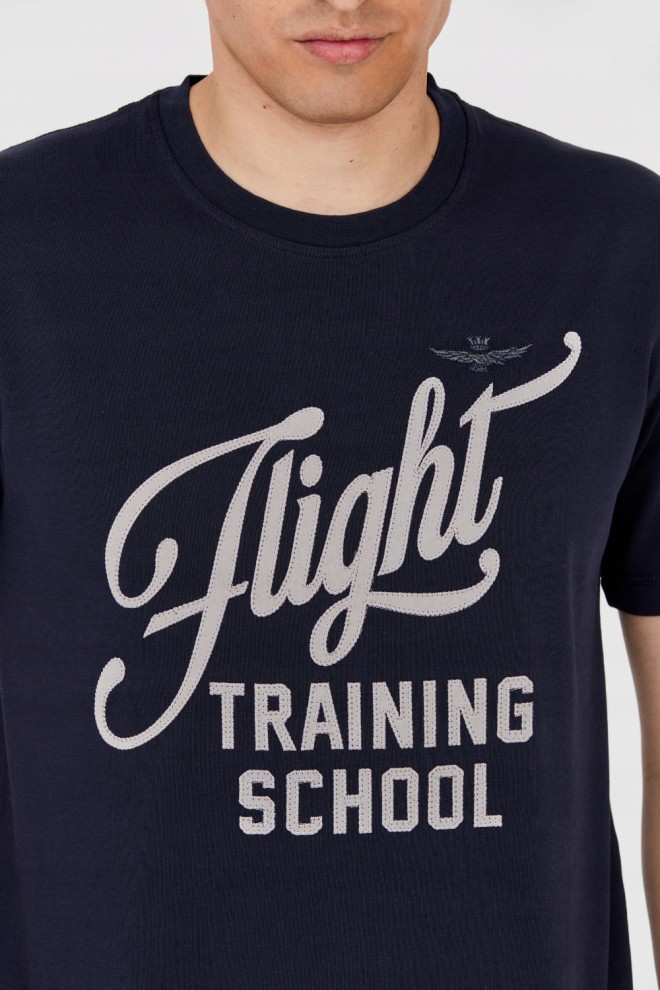 AERONAUTICA MILITARE Tricou din bumbac albastru marin pentru bărbați