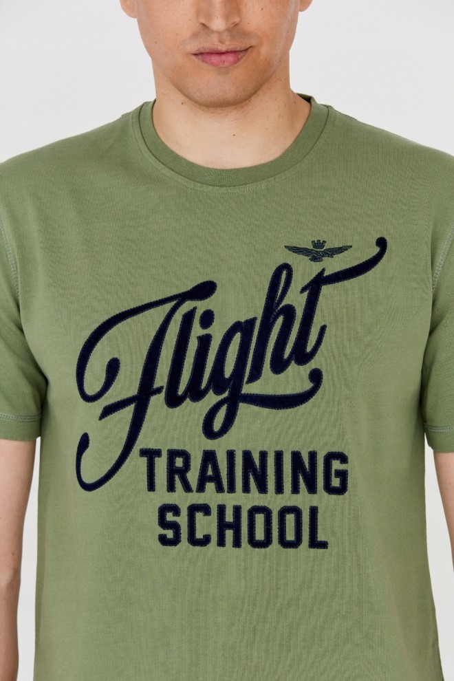 AERONAUTICA MILITARE Tricou verde din bumbac pentru bărbați