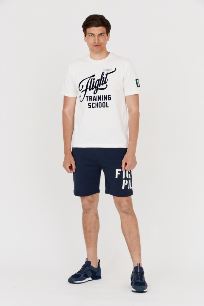 AERONAUTICA MILITARE Tricou alb din bumbac pentru bărbați