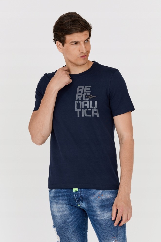 AERONAUTICA MILITARE Granatowy t-shirt męski