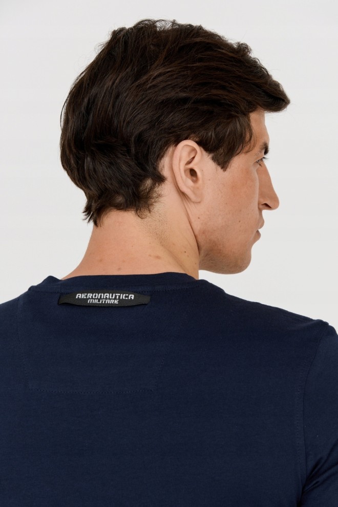AERONAUTICA MILITARE Tricou din bumbac albastru marin pentru bărbați