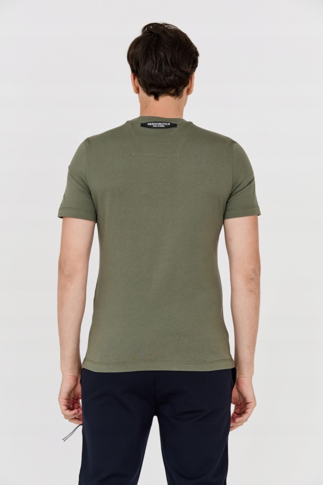 AERONAUTICA MILITARE Tricou verde din bumbac pentru bărbați