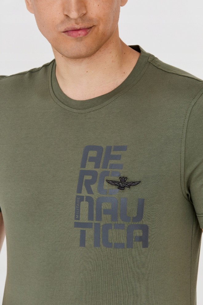 AERONAUTICA MILITARE Tricou verde din bumbac pentru bărbați