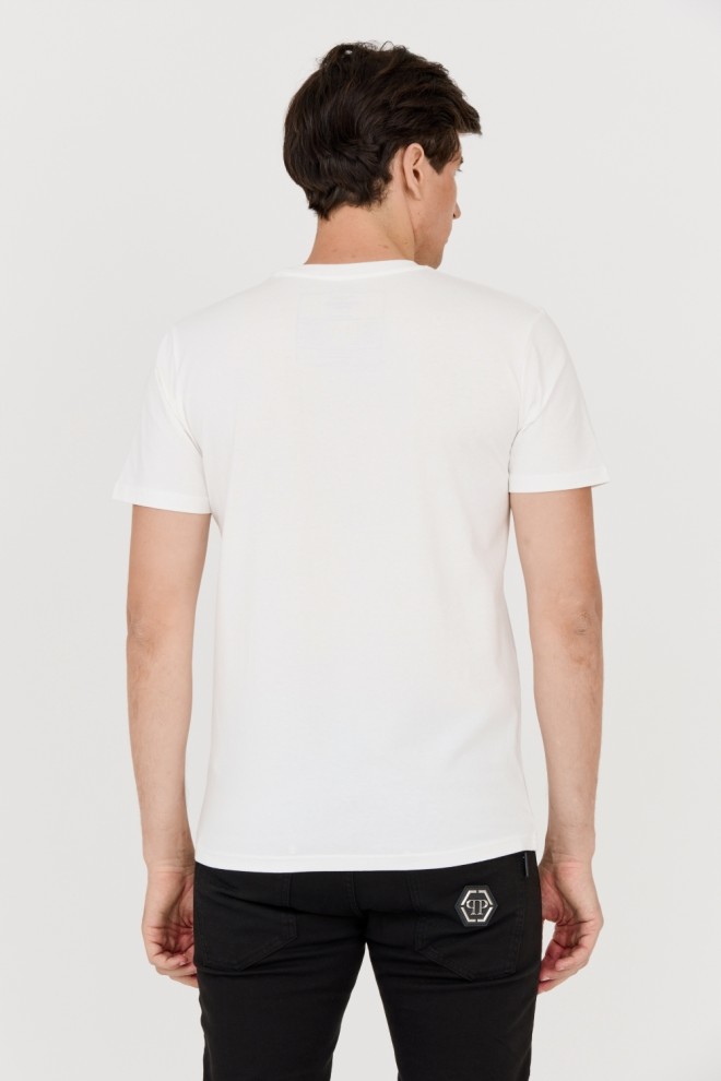 AERONAUTICA MILITARE Tricou alb din bumbac pentru bărbați