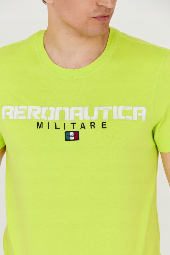 AERONAUTICA MILITARE Tricou verde din bumbac pentru bărbați