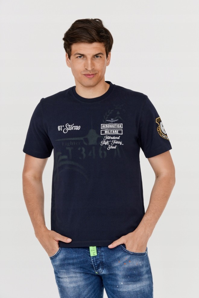 AERONAUTICA MILITARE Granatowy t-shirt męski