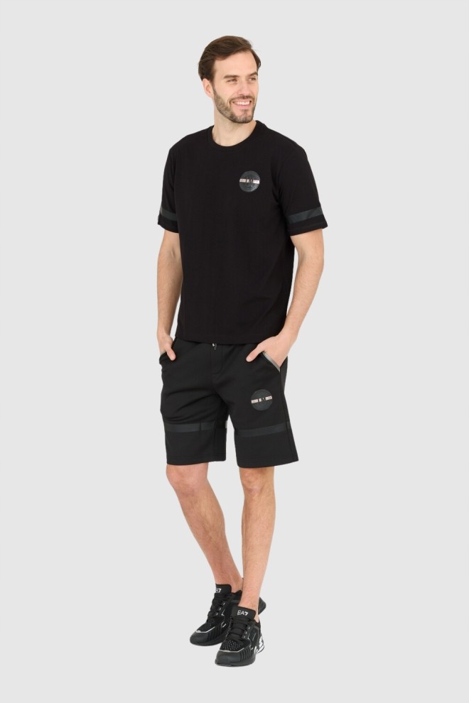 LA MARTINA Tricou negru pentru bărbați cu croială regulată